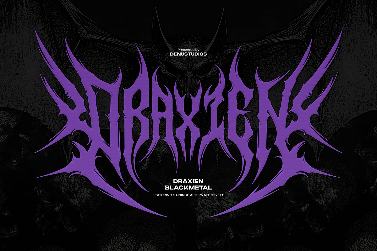 Draxien | Black Metal Font, a Blackletter Font by Denustudios (Photo 1 of 12)