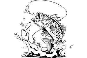 Angry Bass Fish Cartoon Character