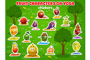 Cartoon fruits character stickers, a Food Illustration by Vector Tradition