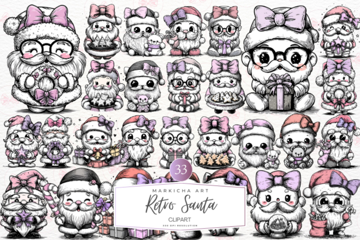 Retro Santa Clipart, an Illustration by Markicha Art (Photo 1 of 5)