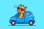 Cute Giraffe Driving Car Cartoon, an Animal Illustration by Catalyst Labs (Thumbnail 2 of 3)