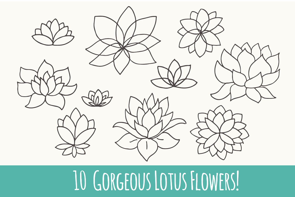 Yoga Phrases & Lotus Flowers Clipart, an Object Graphic by The Pen and Brush (Photo 3 of 5)