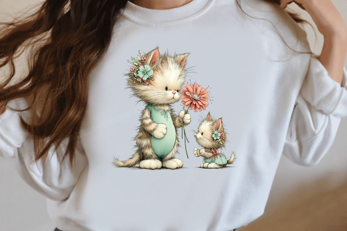 Whimsical mother's day cat clipart, an Illustration by Designworld (Photo 7 of 7)
