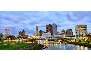 Cityscape of columbus above the containing columbus, ohio, and city, an Architecture Photo by Leonid Andronov