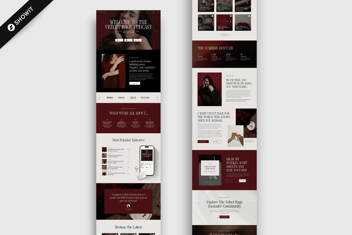 Showit Podcast Website Template Red, a Landing Page Template by Designorina (Photo 4 of 8)
