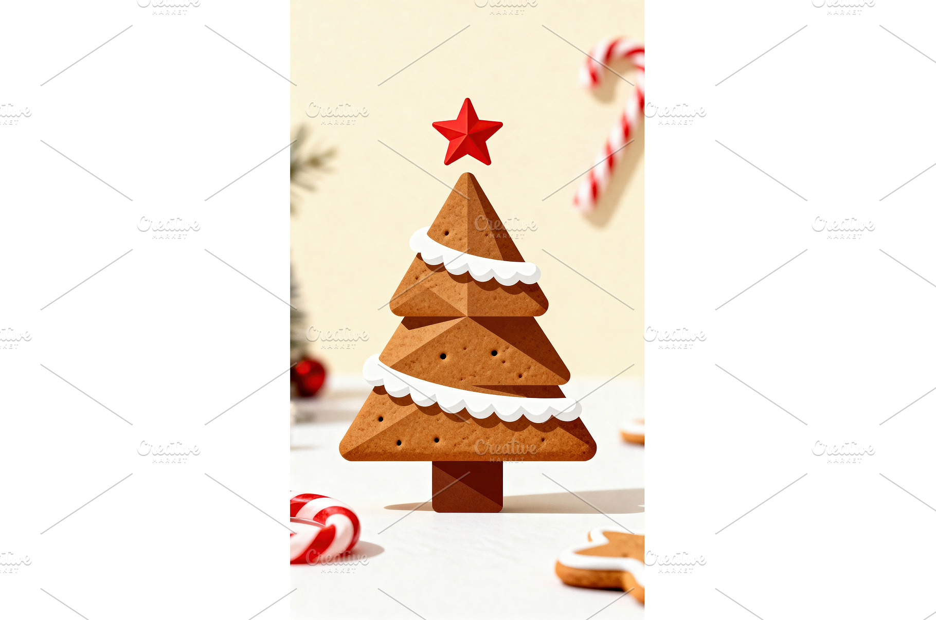 Gingerbread tree cookie with icing, a Holiday Photo by tilialucida