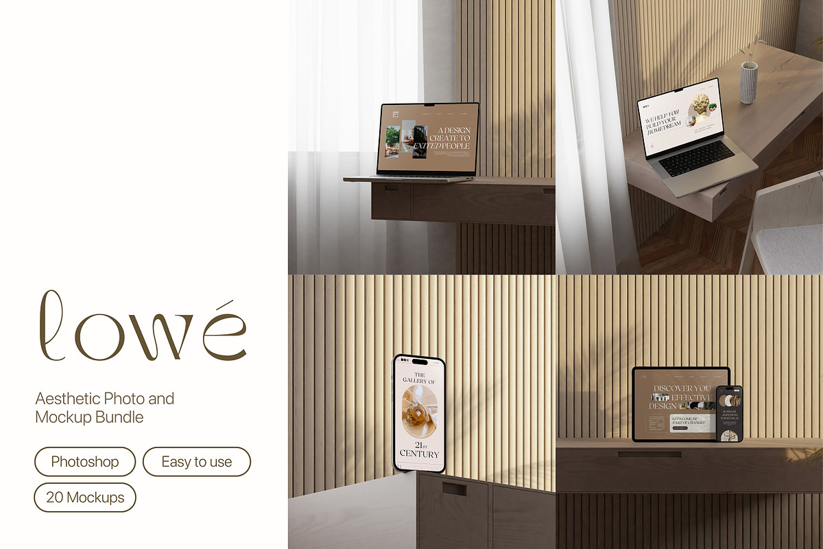 Lowe - Minimal Mockup Bundle, a Device Mockup by Creavora (Photo 1 of 9)
