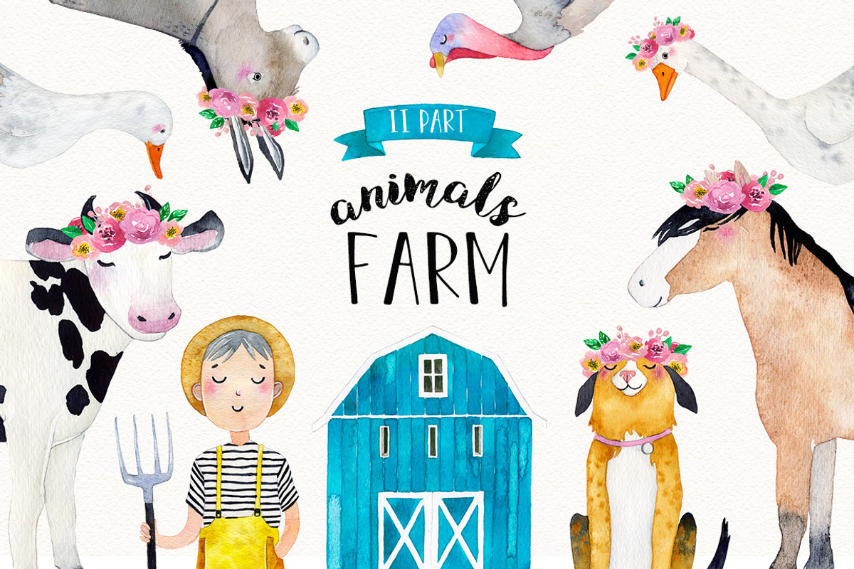 FARM ANIMALS watercolor set PART 2, an Animal Illustration by Natali Smolova (Photo 1 of 7)