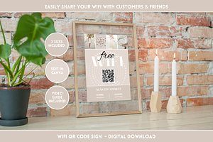 Elegant Neutral WiFi QR Code Sign