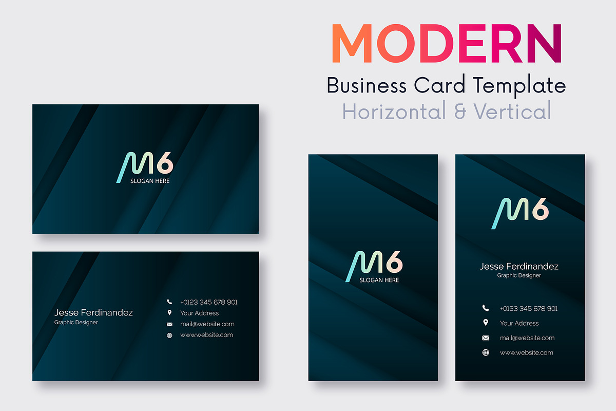 Modern 50 Business cards Bundle, a Business Card Template by M6 Gallery (Photo 34 of 52)