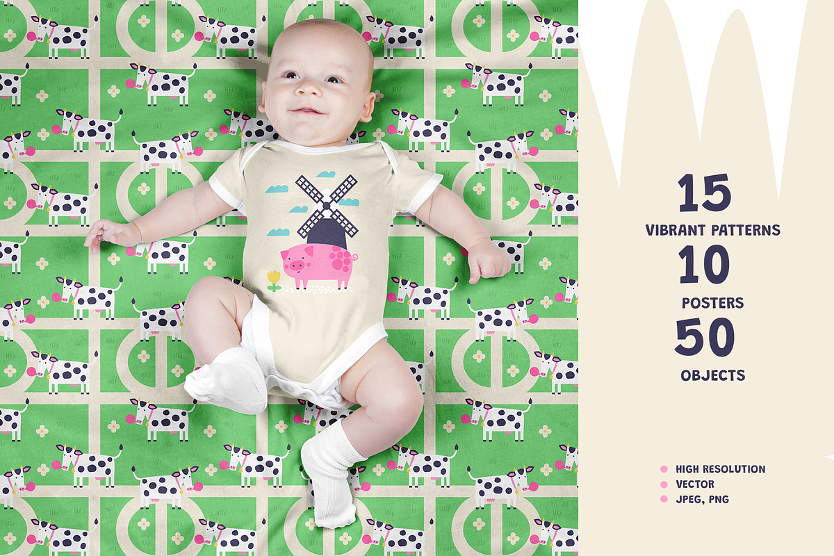 Cute Farm. Prints and patterns set, an Animal Illustration by Oliana Moroz (Photo 2 of 21)