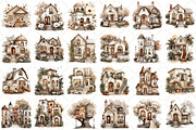Watercolor Houses Clipart, an Illustration by Black Bird Studio (Thumbnail 2 of 5)