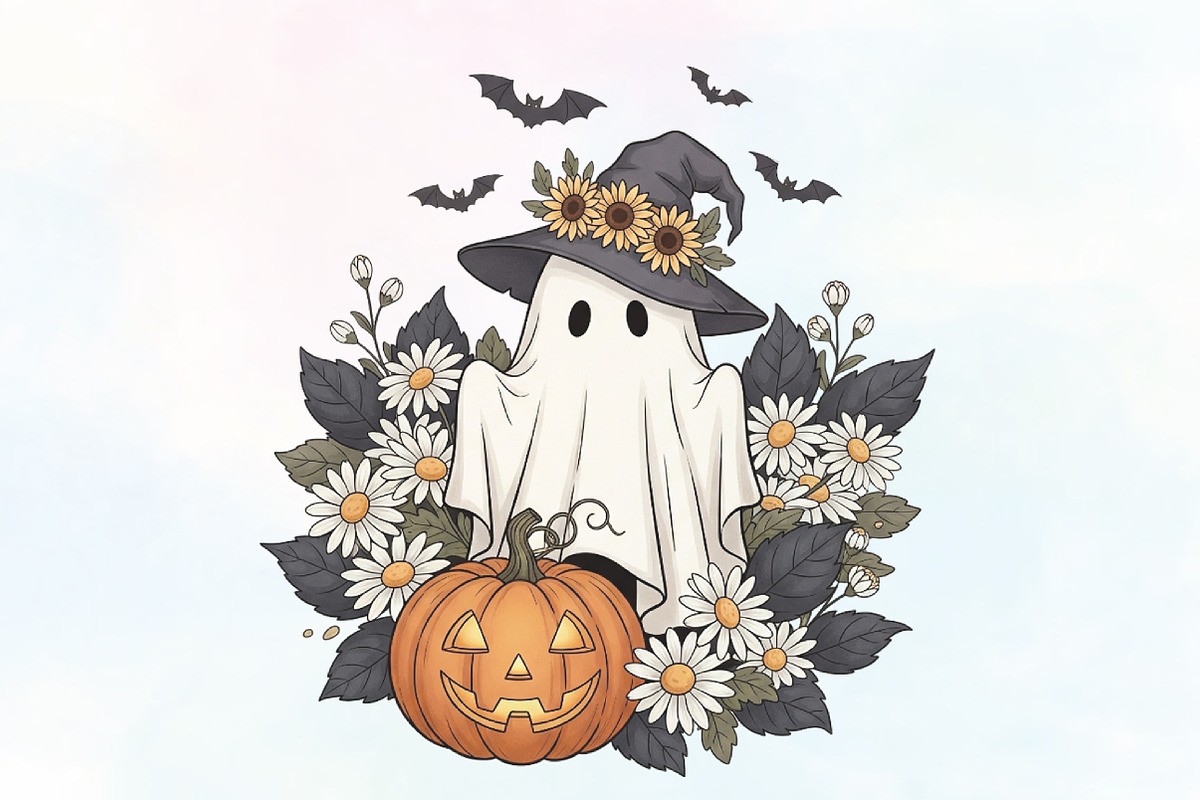 Ghost Witch Pumpkin Fall PNG, an Illustration by CraftArtStudio (Photo 1 of 4)