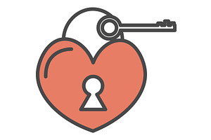 Heart Lock Romantic Vector Icon