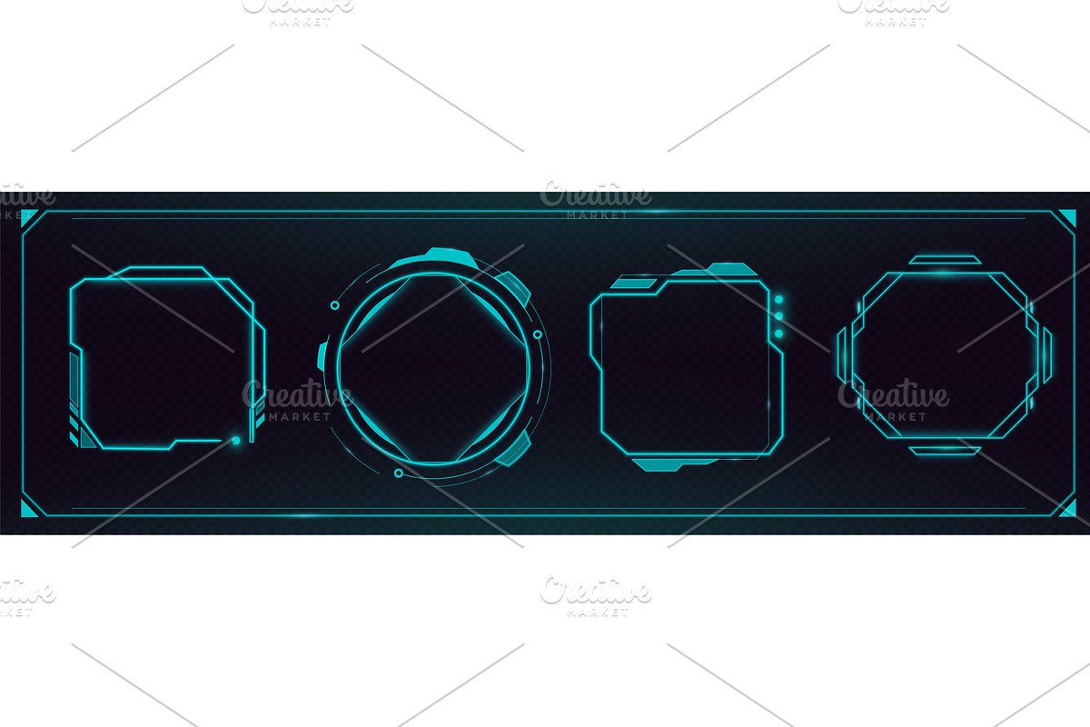 Futuristic HUD frame collection, a Technology Illustration by art PVP - market