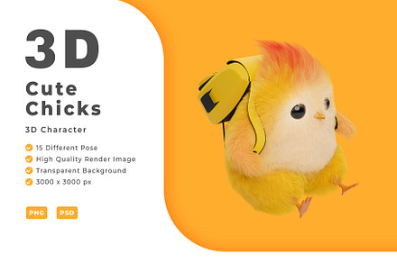 Cute Chick 3D Character Illustration, an Animal 3D Model by Artnivora.Std