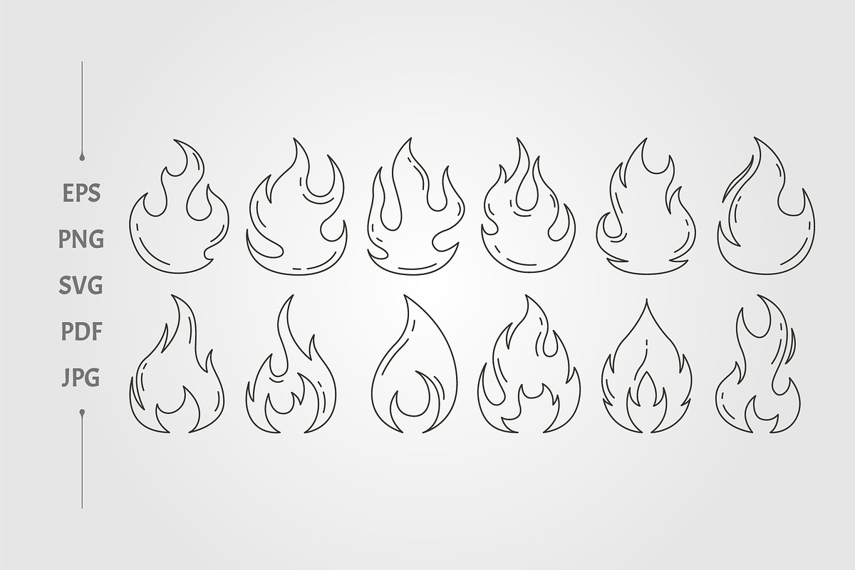 fire flames line art icon vector, an Object Illustration by lawoel