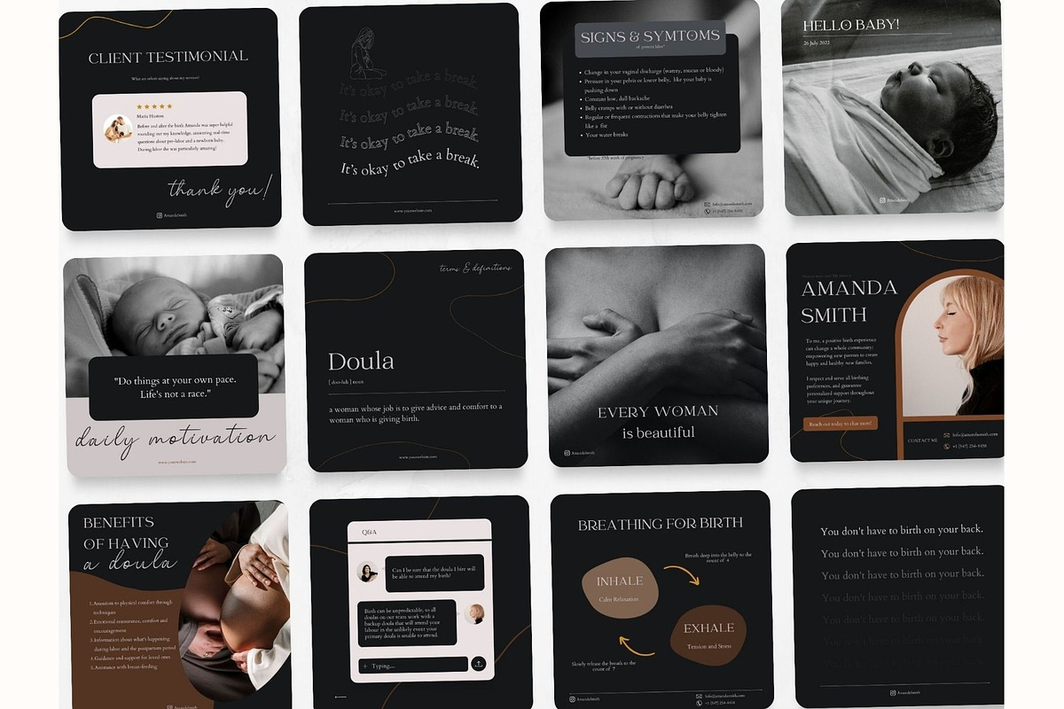 50 Doula Post Templates Dark, a Social Media Template by PatternLab. (Photo 7 of 8)