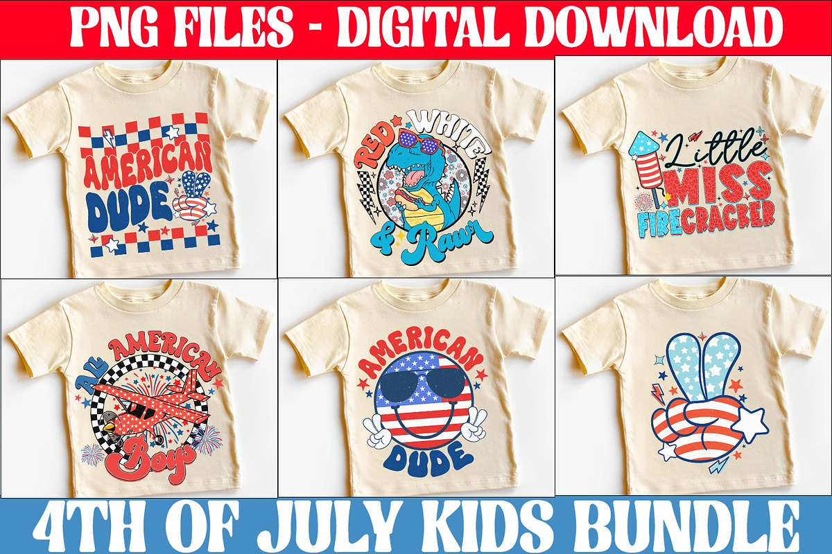 4th of July Kids Png Bundle, an Object Graphic by RETROVIBZDESIGNS (Photo 1 of 7)