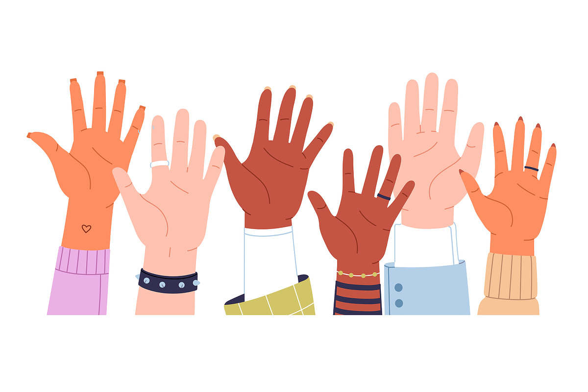 People raising hands up banner, a Person Illustration by PaperTrident (Photo 3 of 4)