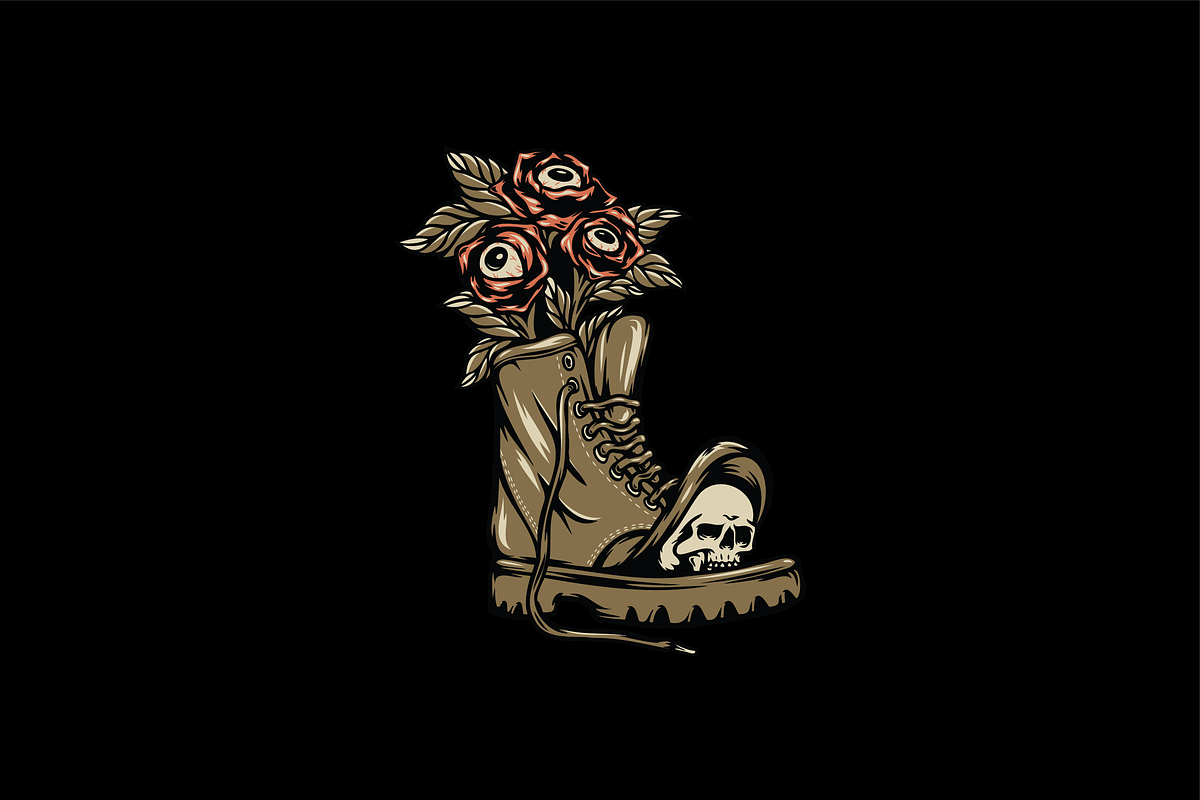Skull Boot with Roses Tattoo, an Object Illustration by nomlimo.com (Photo 1 of 3)
