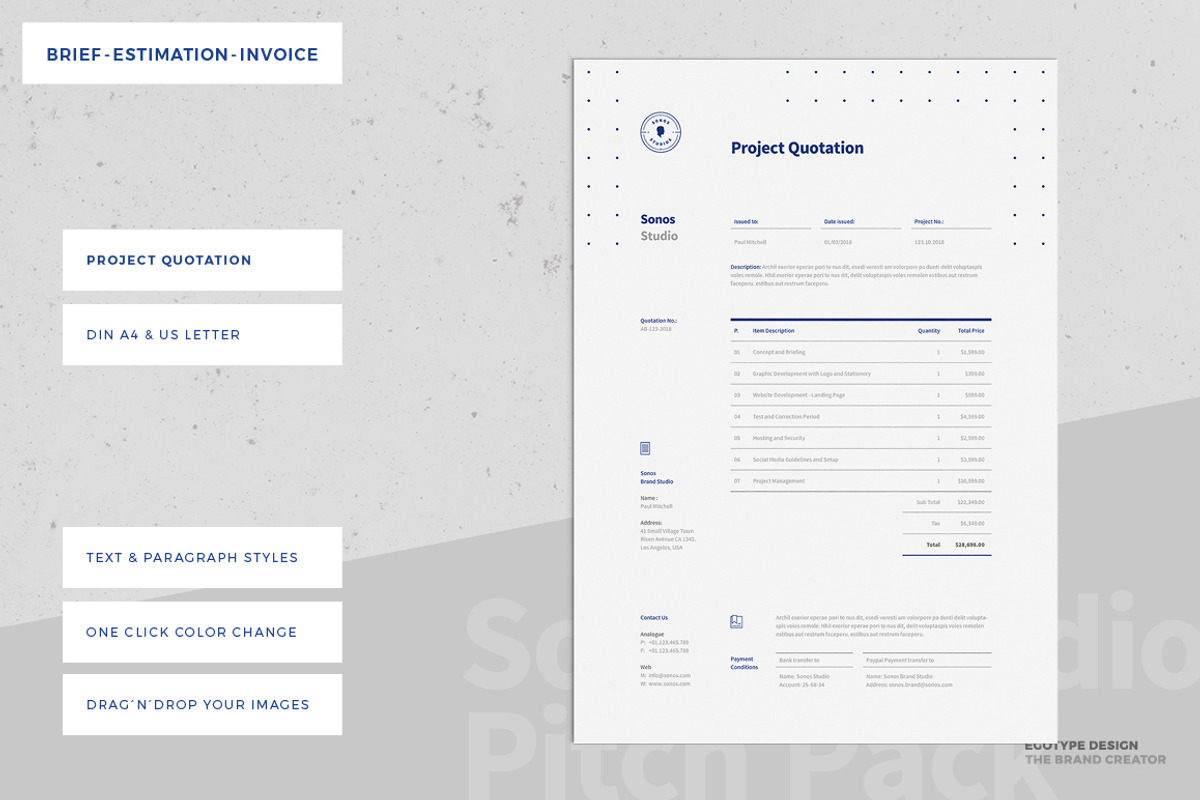 Brief - Estimation - Invoice, a Stationery Template by Egotype (Photo 4 of 6)