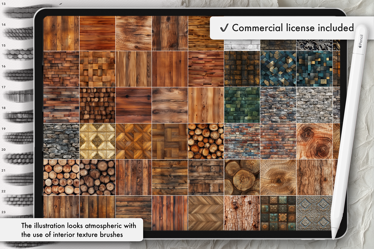 Procreate Interior texture brushes, a Brush Add-On by Revabrush (Photo 2 of 7)