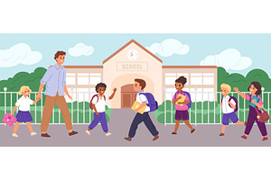 Students go school. Little pupils, an Object Illustration by YummyBuum