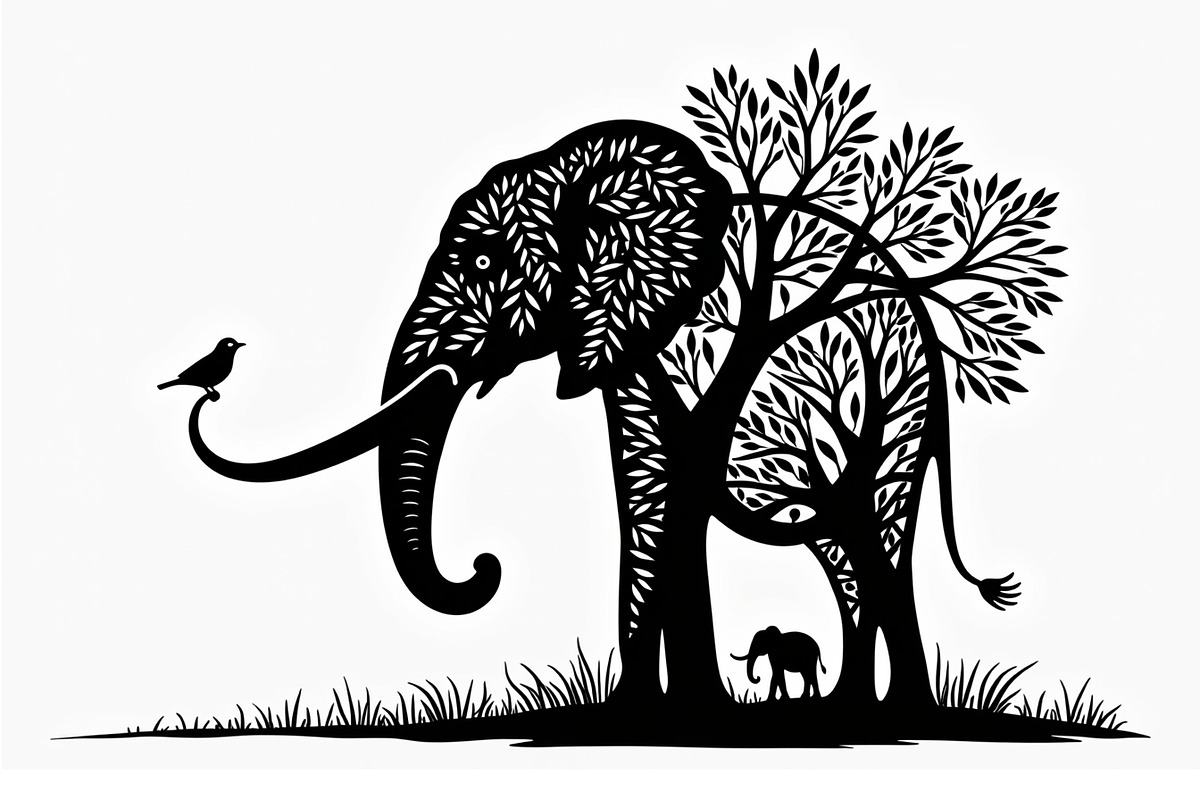 Silhouette of a Cute Elephant vector, an Illustration by Amazin_art (Photo 17 of 21)