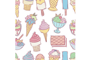 Doodle ice cream seamless pattern, a Food Illustration by Valerie Bodnar
