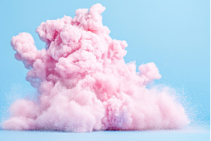 Pink cloud explosion against blue, an Abstract Photo by Lermont51