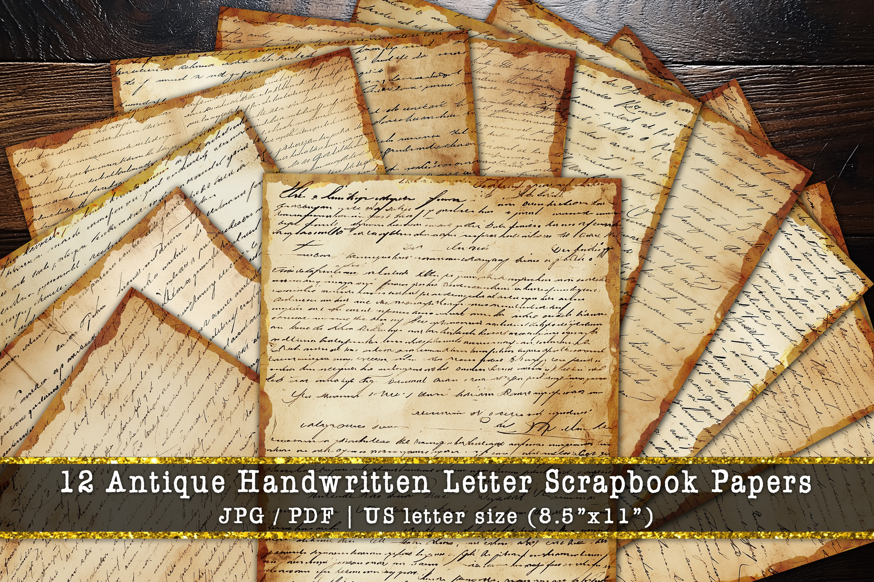 Antique Handwritten Letter Papers, a Background Graphic by V Design Creator