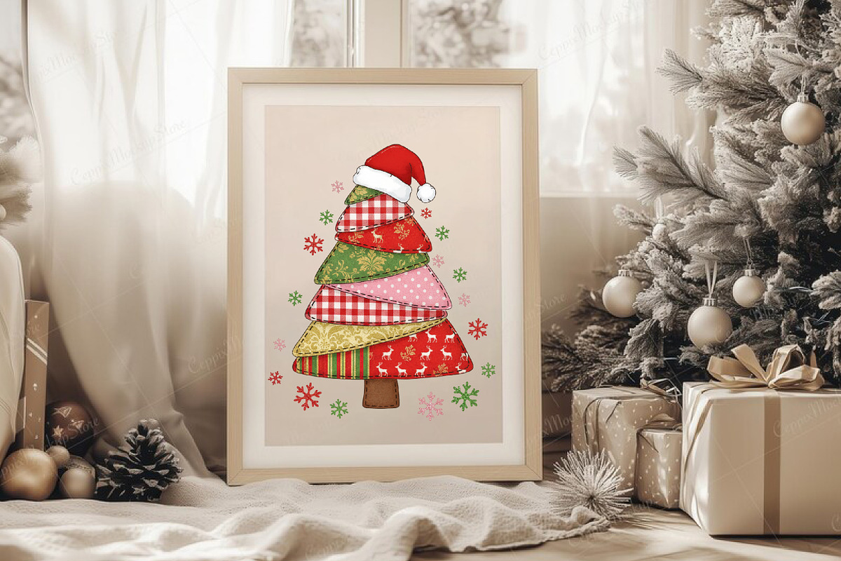 Patchwork Christmas Tree PNG Preppy, an Illustration by Libby Wishes (Photo 7 of 9)