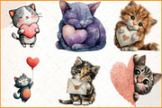 Watercolor Cute Valentines Kittens, an Illustration by Watercolor design (Thumbnail 2 of 4)