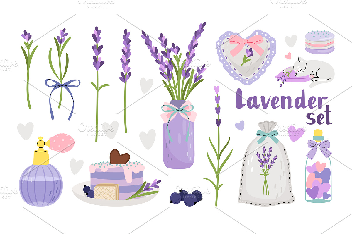Lavender collection with flowers, an Object Illustration by Stock-Smart-Start
