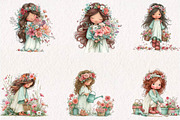 Boho Flower Girl Clipart Bundle, a Seasonal Illustration by CreationArt (Thumbnail 2 of 7)