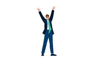 Businessman celebrating success with, a Person Illustration by pikepicture