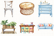 Watercolor Home Furniture Clipart, an Illustration by Libby Wishes (Thumbnail 3 of 7)