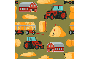 Haystacks and tractor. Farming, an Object Illustration by Vectorbuum