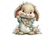 Bunny and Flowers Clipart PNG, an Illustration by Craft Nest (Thumbnail 12 of 12)