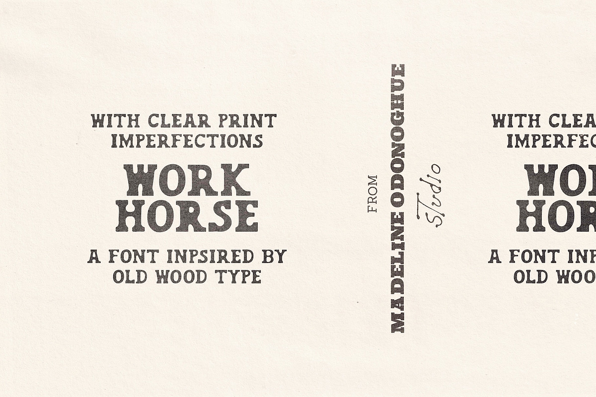 Work Horse – Vintage Wood Serif Font, a Slab Serif Font by Madeline ODonoghue Design (Photo 1 of 5)