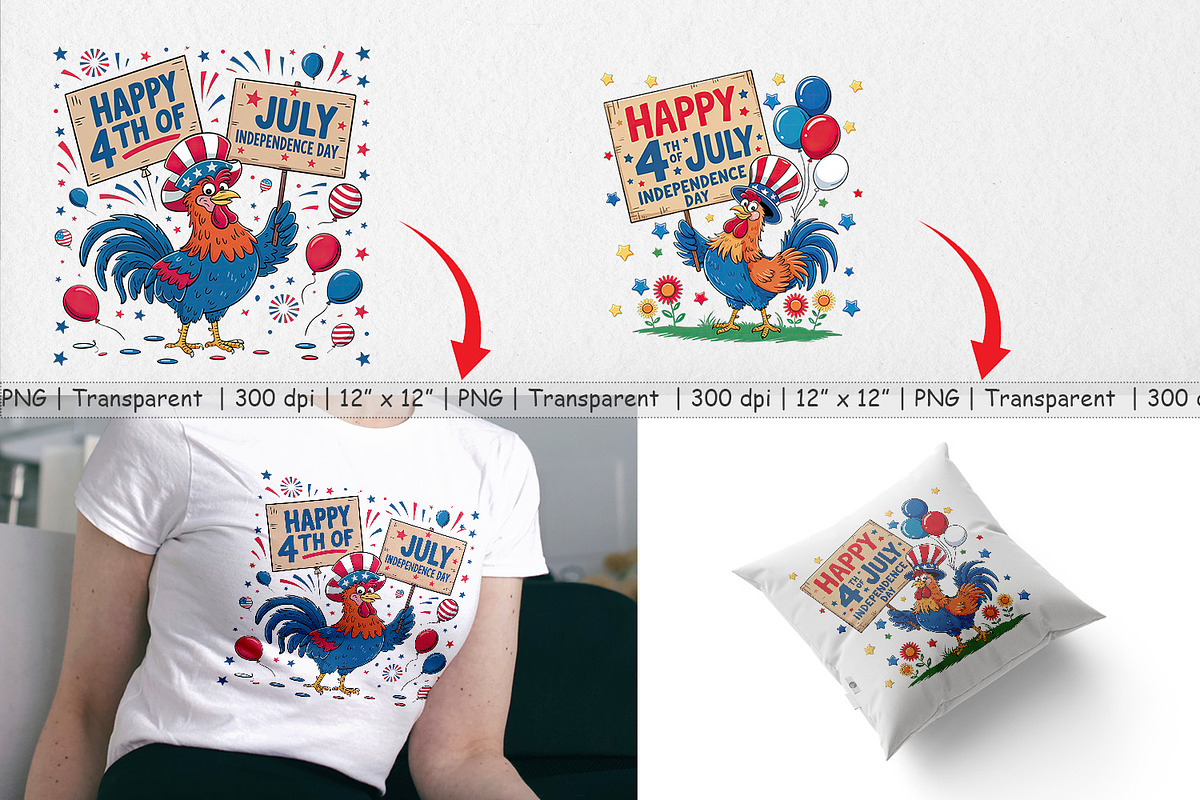 Happy 4th of July Rooster, a Graphic by Artnoy (Photo 3 of 5)