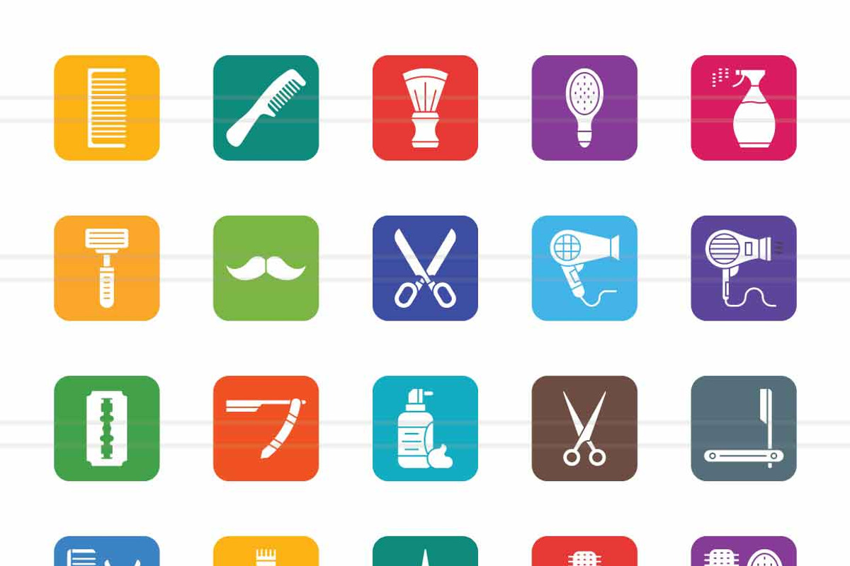 50 Barber’s Tools Filled Round Icon, an Icon by IconBunny (Photo 2 of 2)