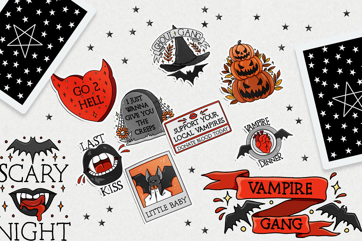 Halloween Vampire stickers PNG, SVG, a Seasonal Illustration by ...