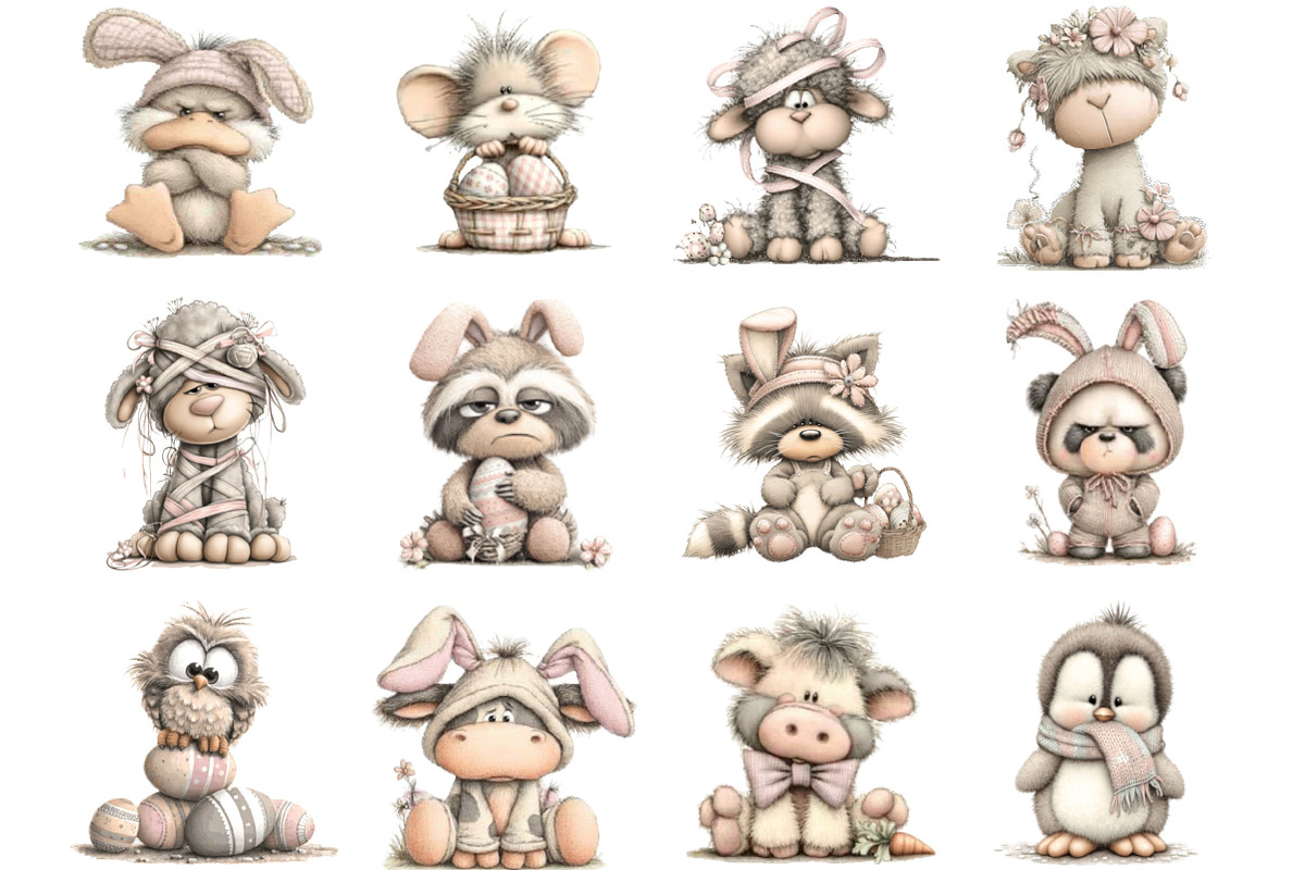Whimsical Easter Animals Clipart, an Illustration by Designking (Photo 2 of 5)