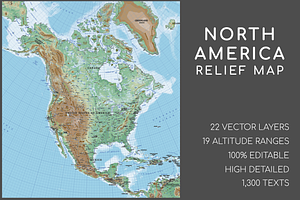 Shaded Relief Map of North America