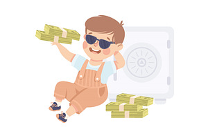 Happy Rich Boy Millionaire in, a Person Illustration by TopVectors