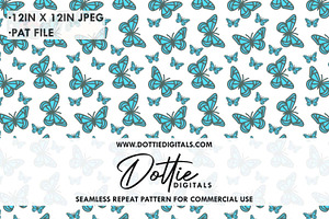 Blue Butterflies Repeat Pattern