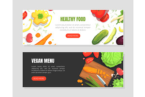 Healthy Food, Vegan Menu Landing, a Food Illustration by TopVectors