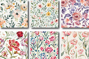 Watercolor Floral Seamless Patterns, a Pattern Graphic by DreamCafeArt (Thumbnail 5 of 7)